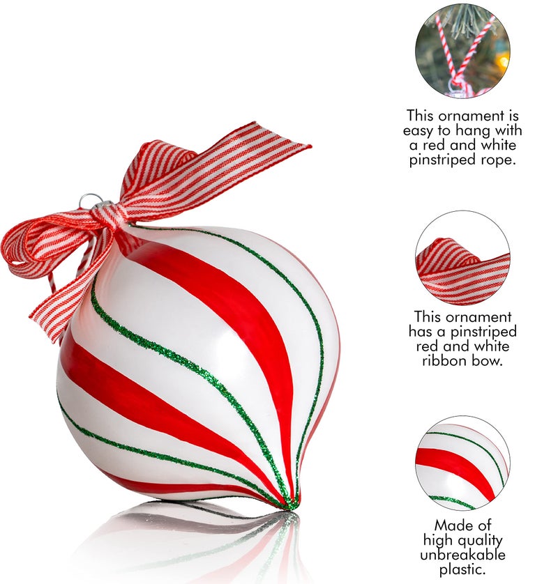 Ornativity Peppermint Candy Ornament Set â€“ Christmas Candy Cane Ball Shatterproof Candy Balls Hanging Xmas Ornaments for Indoor or Outdoor Holiday Christmas Tree Decor â€“ 4.5" 1 Dozen - Image 4